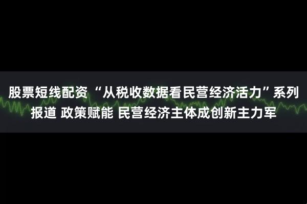 股票短线配资 “从税收数据看民营经济活力”系列报道 政策赋能 民营经济主体成创新主力军