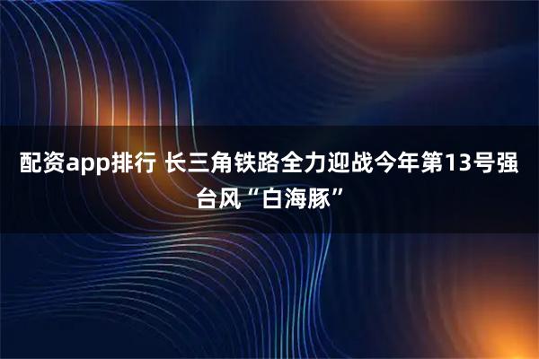 配资app排行 长三角铁路全力迎战今年第13号强台风“白海豚”